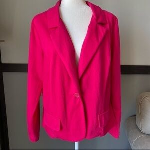 Bold hot pink ponte knit jacket blazer statement cheerful office Barbie work 1X